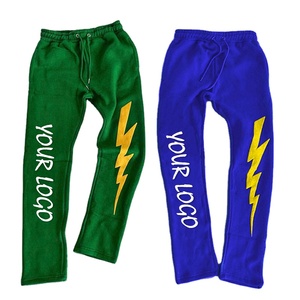 2025 Pantalon de survêtement empilé pour hommes avec logo personnalisé High Street Hip Hop 3D Puff Print Jogger Pantalon de survêtement Pantalon de survêtement évasé décontracté - Product Image 1