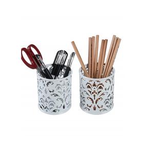 Porte-crayon fait main en métal de fer populaire en organisateur de bureau idéal fini bleu et boîte de rangement de papeterie - Product Image 3