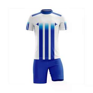 Uniforme de Fútbol de Manga Corta con Cuello Redondo Azul 100% Poliéster al por Mayor para Hombre y Mujer, Logotipo Personalizado Incluido - Product Image 3