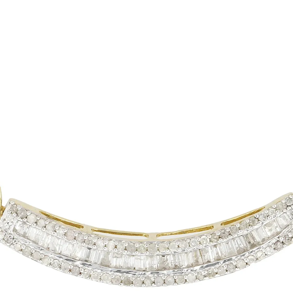 Vergulde Lijn: Witte Diamanten Barketting, 14K Geel Goud Over 925 Sterling Zilver, Een Stralende Uitdrukking Van Moderne Elegantie