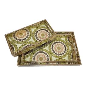 ถาดเสิร์ฟไม้แบบปรับแต่งได้เป็นมิตรต่อสิ่งแวดล้อมหรูหราพร้อมรูปแบบการพิมพ์ที่เป็นเอกลักษณ์สำหรับให้เป็นของขวัญหรือให้บริการตกแต่ง - Product Image 1