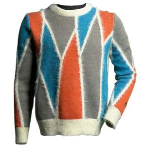 Pull en tricot à motif géométrique pour homme, manches longues, col rond, doux, pull d'hiver décontracté, streetwear unisexe, haut - Product Image 1