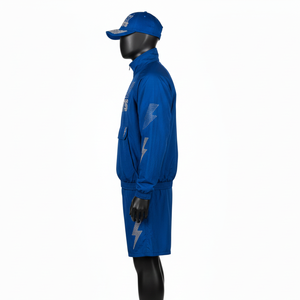 <b>Men</b> Windbreaker Shorts Set Premium Nylon Polyester Fabric Breathable <b>Blue</b> Reflective Logo Windbreaker Shorts Set for <b>Men</b> - Product Image 3