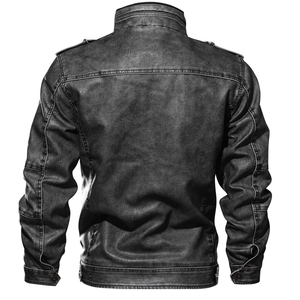 Chaqueta de motocicleta personalizada de alta calidad para hombre, cuello levantado, temporada de invierno, gran oferta, piel de vaca pura negra - Product Image 4