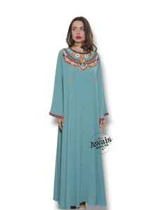 Wholesale Luxury <b>2</b>-<b>Piece</b> Set Muslim Women Modest Simple Solid Chiffon Beaded Kaftan Floor-Length A-Line Party Wedding - Product Image 3