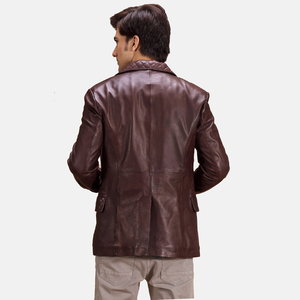 Nouvelles conceptions de mode, veste en cuir de motard pour homme, classique, élégante, décontractée, teinte par immersion, bouton, véritable blazer, coupe ajustée - Product Image 6