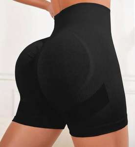 Shorts Deportivos Personalizados para Mujer, Cintura Alta Elástica, Nailon y Spandex, Transpirables, Secado Rápido, Estiramiento en Cuatro Direcciones, Diseño Sólido, Varias Tallas - Product Image 3