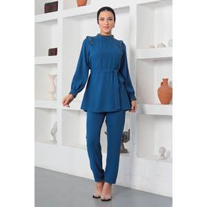 Traje Casual ElbiseStone de 2 Piezas, Largo Midi, con Manga Larga y Detalles Elegantes, 100% Algodón - Product Image 1