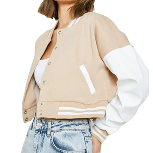 Fabricant OEM Écussons de broderie en chenille véritable de haute qualité Logo personnalisé Vestes universitaires tricotées respirantes et recadrées pour femmes - Product Image 4