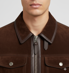 แจ็คเก็ตหนังนิ่มสีน้ำตาลสำหรับผู้ชาย, แจ็คเก็ตหนังแท้มีซิปกระเป๋าคู่หนังวัวสำหรับนักขี่มอเตอร์ไซค์ฤดูหนาวแจ็คเก็ตบอมเบอร์ฤดูหนาว - Product Image 2