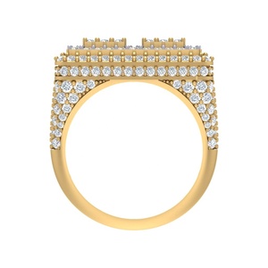 Elegante Anillo de Diseño de Racimo Estilo Hip-hop con Diamantes Naturales de Corte Brillante para Hombre, Oro Amarillo, Blanco de 10kt, 14kt, 18kt - Product Image 3