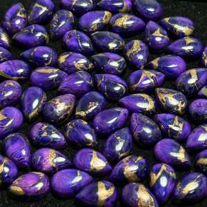 AAA + alta calidad tamaño personalizado 8X12MM forma de pera Natural púrpura cobre Kingman turquesa cabujón joyería de piedras preciosas sueltas - Product Image 3