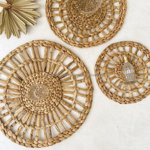 Manteles de mesa con pajitas trenzadas tejidas Vintage, manteles individuales redondos de jacinto de agua, decoración de pared Natural, artículos para el hogar en embalaje de cartón - Product Image 4