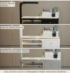 Mobilier de Salon de Manucure Moderne : Fauteuil et Table d'Onglerie Blancs de Luxe avec Lampe - Product Image 6