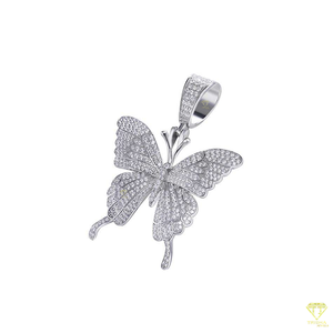 Pendentif papillon pavé en argent sterling 925 avec placage à l'or Diamant cultivé en laboratoire à la mode dans le style Hip Hop Charm en or blanc - Product Image 3