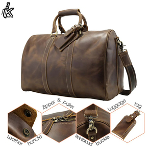 Sac de voyage personnalisé OEM avec logo, sac de week-end en cuir pleine fleur, sac de voyage pour homme, sac de transport pour la nuit - Product Image 5