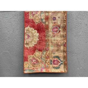 Vintage Turkish Rug, 1.4x2.5 ft Rug, <b>Red</b> Brown Polka dot <b>Wool</b> Rug - Product Image 1