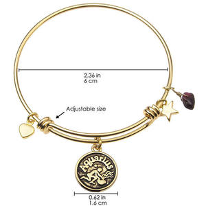 Bracelet d'astrologie rempli d'or 18K, cristal naturel, pierre d'anniversaire, Bracelet d'astrologie du zodiaque, Bracelet de signe astrologique - Product Image 2