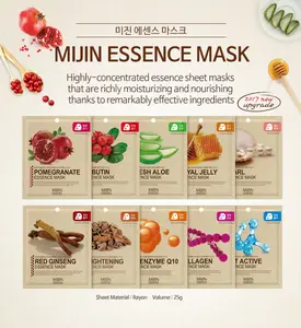 MJCARE Essence Mask / Made In Korea, 10 tipi, arbutina, Aloe, perla, Ginseng rosso, schiarente, coenzima Q10