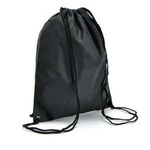 Sac à dos en polyester de qualité supérieure avec cordon de serrage, couleur noire, sac de sport de voyage en tissu avec logo personnalisé imprimé - Product Image 4