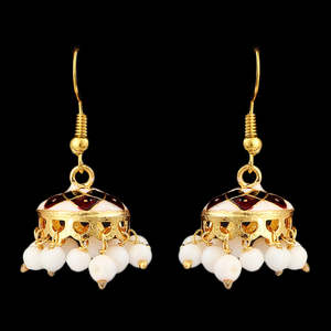 Boucles d'oreilles fantaisie pour femmes - Dorées - Blanches - Product Image 1
