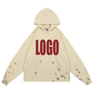 Sudaderas personalizadas desgastadas para hombre, Jersey de algodón de gran tamaño, Vintage, con lavado de piedra y ácido - Product Image 1