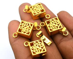 Prem Bhaya 28x19x7mm 1-3 brins coeur Bali boîte fermoir 18K plaqué or fabrication de bijoux boîte fermoir B554-Gold - Product Image 2