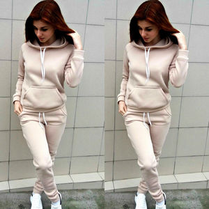 Nuevo logotipo personalizado invierno nueva ropa deportiva de secado rápido conjunto de mallas señoras sudaderas con capucha de manga larga chándales 2 uds conjunto de chándal con capucha - Product Image 2