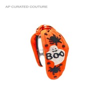 Conception effrayante sur le thème d'halloween pour les femmes bandeau perlé pour les filles squelettes et toile d'araignée bandeaux noués brodés à la main