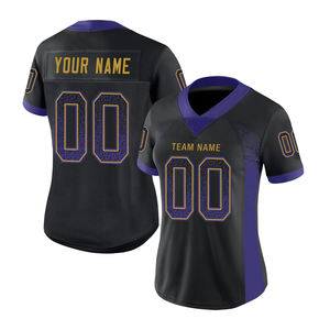 เสื้อฟุตบอลอเมริกันเสื้อ100% สีดำทำจากโพลีเอสเตอร์เสื้ออเมริกันฟุตบอลแบบสั่งทำชื่อและจำนวนทีม - Product Image 3