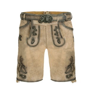 Asequible para hombre tradicional alemán Trachten Oktoberfest Attire Bavarian Lederhosen hecho de cuero de ante de cabra - Product Image 6