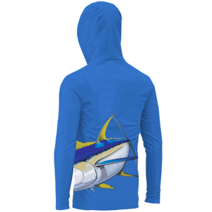Sudadera con capucha personalizada de manga larga para rendimiento de pesca, capucha de protección UV con capucha y cubierta facial, ropa de exterior con sublimación - Product Image 4