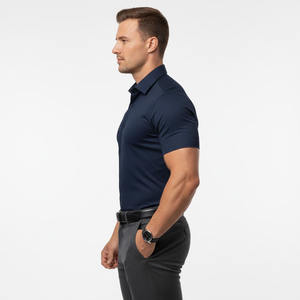 เสื้อเชิ้ตแขนสั้นสำหรับผู้ชายเสื้อเชิ้ตสีพื้นเข้ารูปแบบกำหนดเองใส่สบาย - Product Image 2