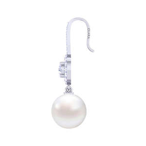Argent sterling 92,5 pour boucles d'oreilles en zircone suisse et perles pour femmes et filles - Product Image 4
