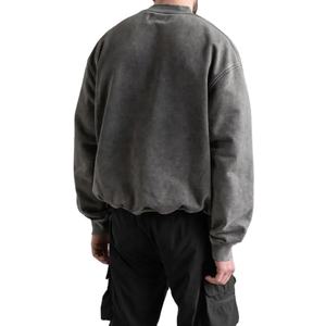 Sudadera de cuello redondo de peso pesado personalizada para hombre, sudadera en blanco, Sudadera de cuello redondo de lavado vintage de lana, sudaderas con capucha - Product Image 4