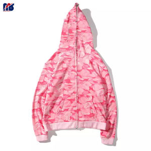 Sudadera con capucha unisex con impresión de soplo de logotipo personalizado, Sudadera con capucha y cremallera de peso pesado de algodón y poliéster, sublimación con impresión de soplo de cara completa - Product Image 3