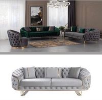 Ensemble de canapés Chesterfield traditionnels de luxe en bois avec housse amovible, style ottoman modulaire pour salon, atelier, appartement, villa