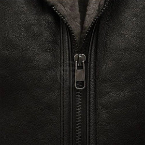 Trend Driven <b>Men's</b> <b>Shearling</b> Leather Winter <b>Jacket</b> Front Logo Soft Inner Texture Comfortable Fit Eco-Friendly Lightweight Design - Product Image 5