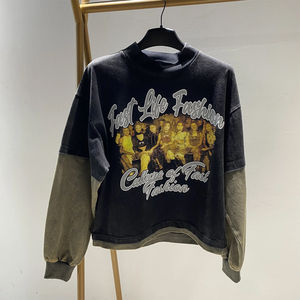 Nouveauté T-shirt Homme surdimensionné à manches longues en coton 100% double couche, lavage à l'acide, impression sérigraphique de qualité supérieure avec logo personnalisé - Product Image 3