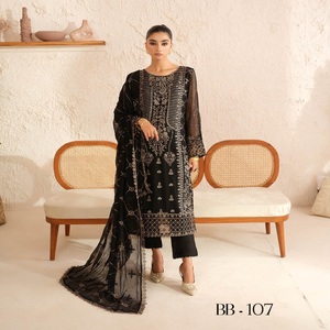 Venta de Eid, vestidos de trabajo bordados pesados indios y paquistaníes, Saari de tres piezas Salwar Kameez pakistaní e indio para mujer - Product Image 2