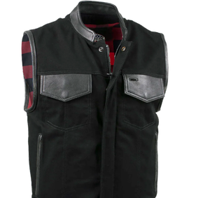 Gilet en cuir de moto pour hommes avec poche dissimulée lacets réglables Gilet en cuir pour motards - Product Image 4
