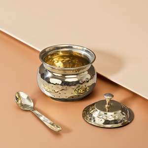 หม้อใส่เนยข้นทองเหลืองแท้ แบบดั้งเดิม สำหรับเก็บเนยใส ปลอดสารพิษตามธรรมชาติ และทนทาน - Product Image 1