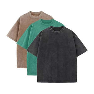 T-shirt Streetwear personnalisé délavé à l'acide pour hommes 240 grammes Nouveau design de sonnerie d'impression graphique Hip Hop bleu 100% coton surdimensionné - Product Image 5