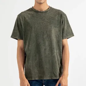 Wholesale Men's Vintage Acid Washed T-Shirts Round Neck Heavyweight Loose Fit Unisex 2Xl Streetwear OEM T-Shirts