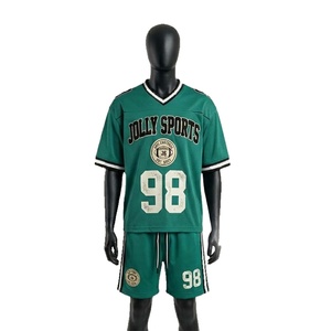 Mens Football Jersey And Short <b>Set</b> 160 GSM Polyester Mesh Breathable Green Panel Design Custom Logo jersey short <b>set</b> for men's - Product Image 1