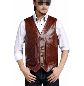 Chalecos de moto de cuero clásicos transpirables para hombres Chalecos de motorista de cuero de buena calidad Hecho en Pakistán Chaleco de cuero de calidad - Product Image 3