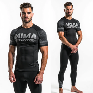 Personalizado MMA BJJ Rash Guard Ropa de entrenamiento de ajuste de compresión personalizada con completa y Diseño de manga corta kimono de jiu jitsu - Product Image 2