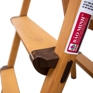 Modern NVLD-04 Household Aluminum 2*4 Step Foldable Ladder Easy-to-Stock Wooden Color for Home and Workshop Use - Product Image 2