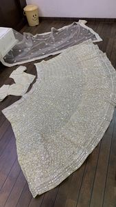Robe de soirée de mariage Exclusive de haute qualité, couleur blanche, Georgette, miroir en aluminium, travail, Lehenga, Choli, grossiste fournisseur de Surat - Product Image 6