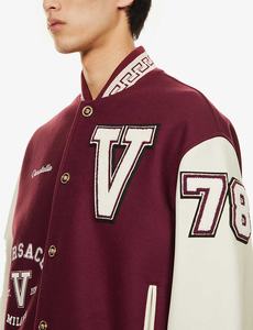 Chaqueta universitaria de pana de OEM para hombre, bombardero personalizado, diseño de letras de béisbol con parche bordado, chaqueta para mantener el calor en invierno - Product Image 4